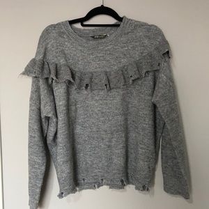 Peyton Jensen gray ruffled sweater